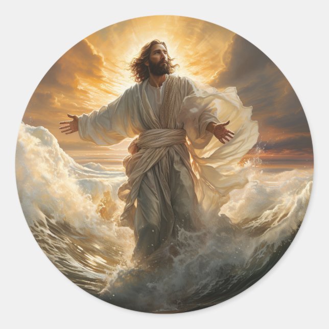 Pegatina Redonda Pegatinas Jesús (Anverso)