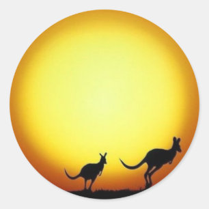 Pegatina Redonda Pegatinas Kangaroo Sunset