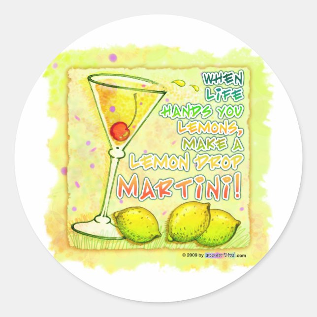 Pegatina Redonda Pegatinas - Lemon Drop Martini (Anverso)