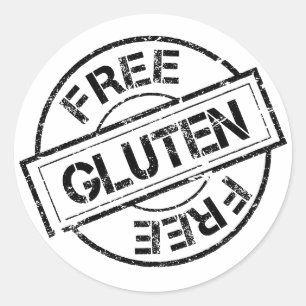 Pegatina Redonda Pegatinas libres de gluten en blanco y negro