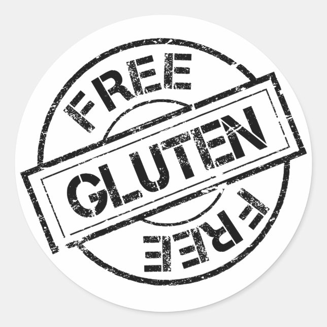 Pegatina Redonda Pegatinas libres de gluten en blanco y negro (Anverso)