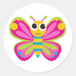 Pegatina Redonda Pegatinas lindos de la mariposa