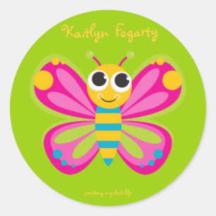 Pegatina Redonda Pegatinas lindos personalizados de la mariposa