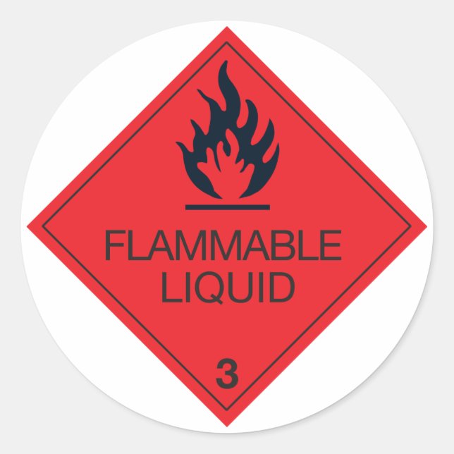 Pegatina Redonda Pegatinas líquidos inflamables (Anverso)