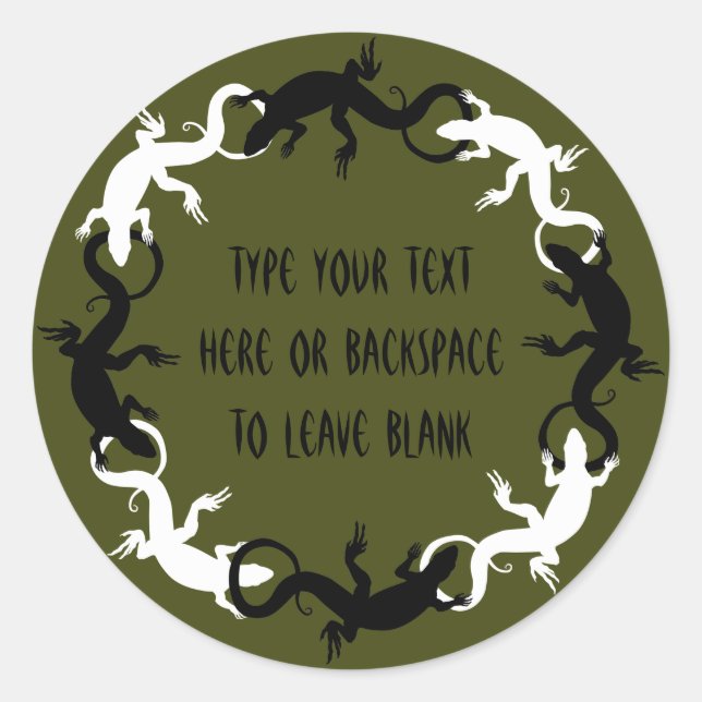 Pegatina Redonda Pegatinas Lizard Pegatinas de arte Lizard personal (Anverso)