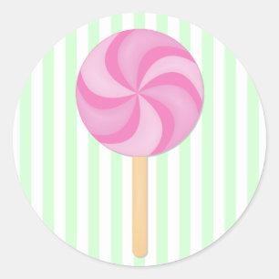 Pegatina Redonda Pegatinas Lollipop Rosa