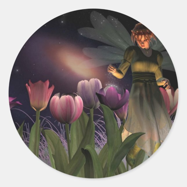 Pegatina Redonda Pegatinas mágicos de la noche del hadas (Anverso)