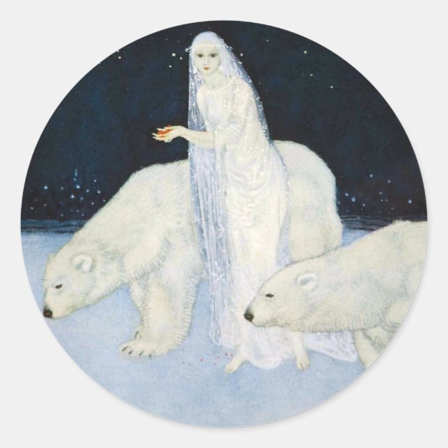 Pegatina Redonda Pegatinas Mágicos del Oso Polar - Edmund Dulac (Anverso)