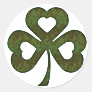 Pegatina Redonda Pegatinas Metalizado de Shamrock Chlover Rusto Ver