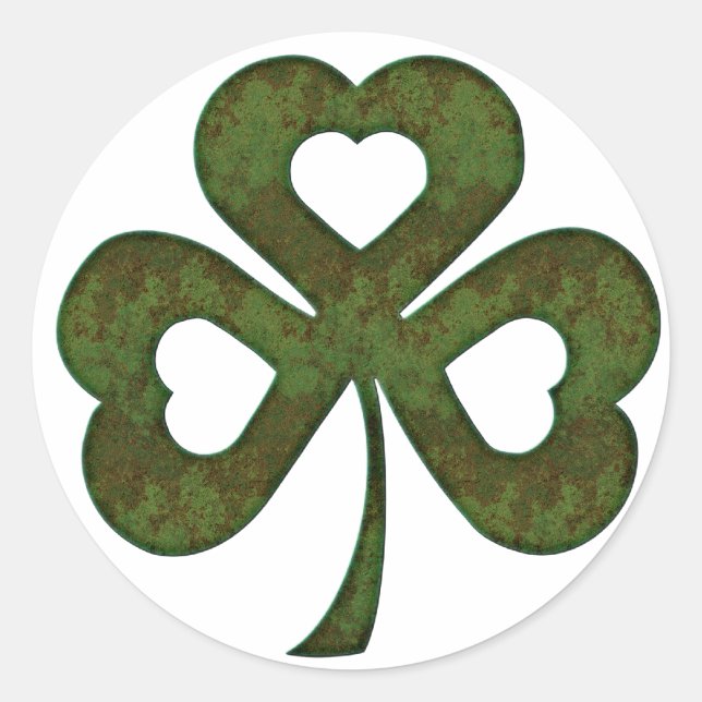 Pegatina Redonda Pegatinas Metalizado de Shamrock Chlover Rusto Ver (Anverso)