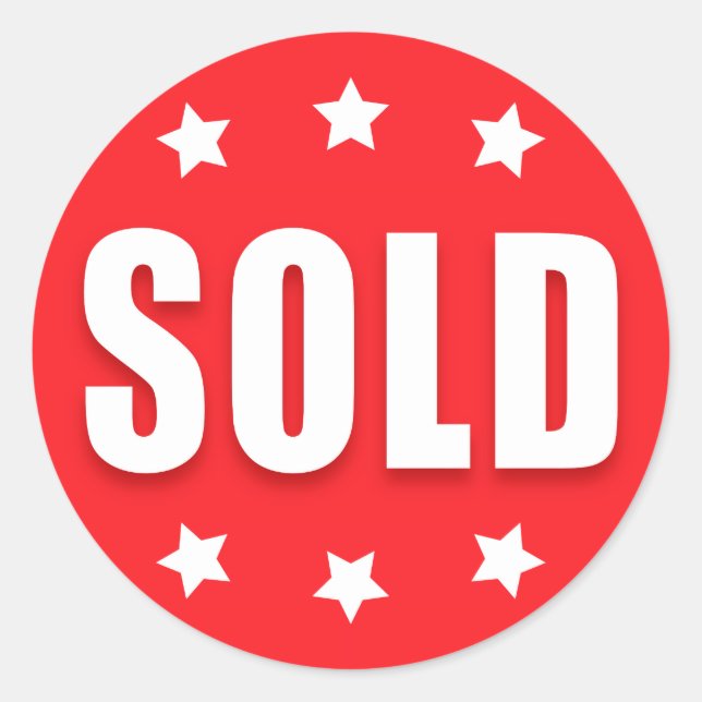 Pegatina Redonda Pegatinas minoristas vendidos con estrellas, rojas (Anverso)