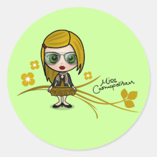 Pegatina Redonda pegatinas "Miss Cosmopolitan"