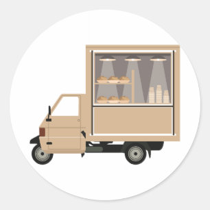 Pegatina Redonda Pegatinas Mobile Coffee Van