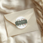 Pegatina Redonda Pegatinas modernos de Mistletoe Merry Christmas Gi<br><div class="desc">Presentando a nuestros Pegatinas de Regalo de Navidad Mistletoe Moderno. Estos pegatinas presentan un diseño moderno de mistletoe,  que le da un toque festivo a sus regalos de vacaciones. Perfecto para sellar sobres o adornar regalos,  estos pegatinas reparten las vacaciones de alegría en estilo!</div>