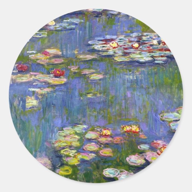 Pegatina Redonda Pegatinas Monet Water Lilies 1916 (Anverso)
