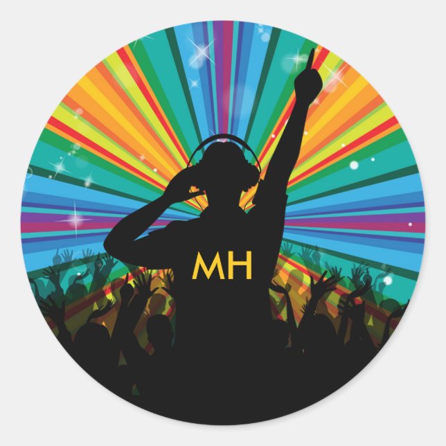 Pegatina Redonda Pegatinas monográficos de DJ de música (Anverso)