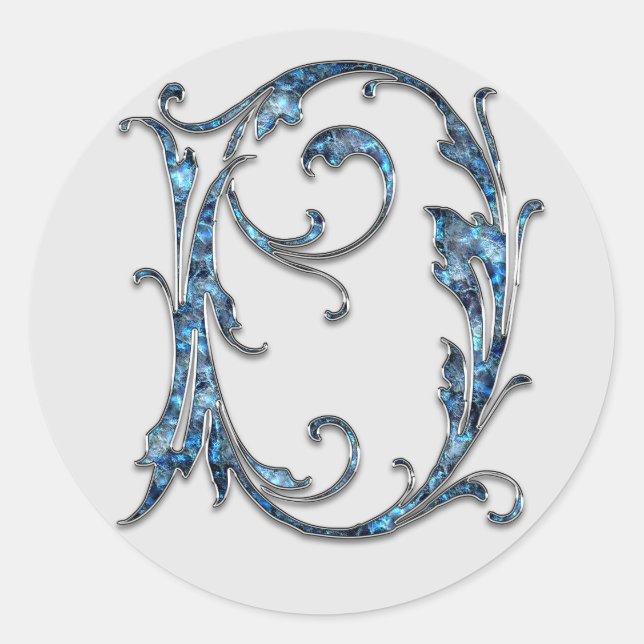 Pegatina Redonda pegatinas monograma D inicial (Anverso)