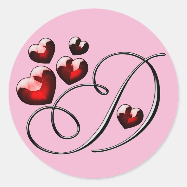 Pegatina Redonda pegatinas monograma D inicial (Anverso)