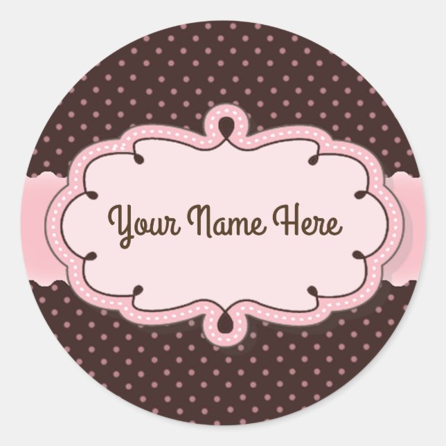 Pegatina Redonda Pegatinas/Monograma personalizado con puntos de po (Anverso)