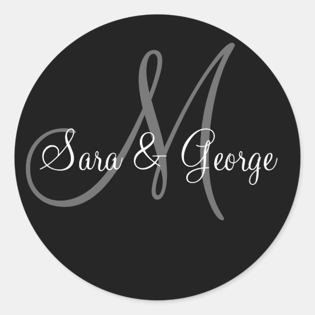Pegatina Redonda pegatinas Monogramas bodas (Anverso)