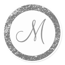 Pegatinas Monogramas Purpurinas de moda:Gris plate