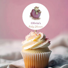 Pegatina Redonda Pegatinas morados de dinosaurios para bebés con du