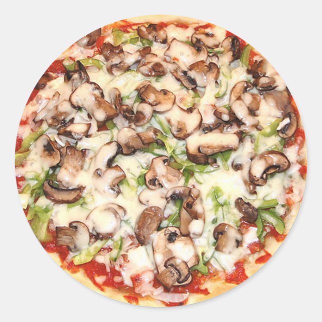 Pegatina Redonda Pegatinas Mushroom Cheese Pizza (Anverso)