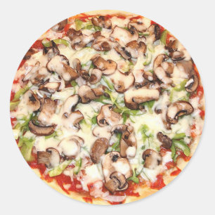 Pegatina Redonda Pegatinas Mushroom Cheese Pizza