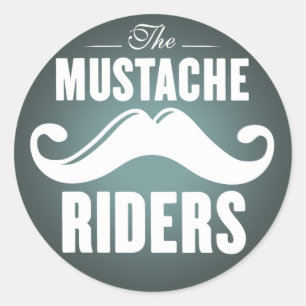 Pegatina Redonda Pegatinas Mustache Riders - Ronda 3 pulgadas