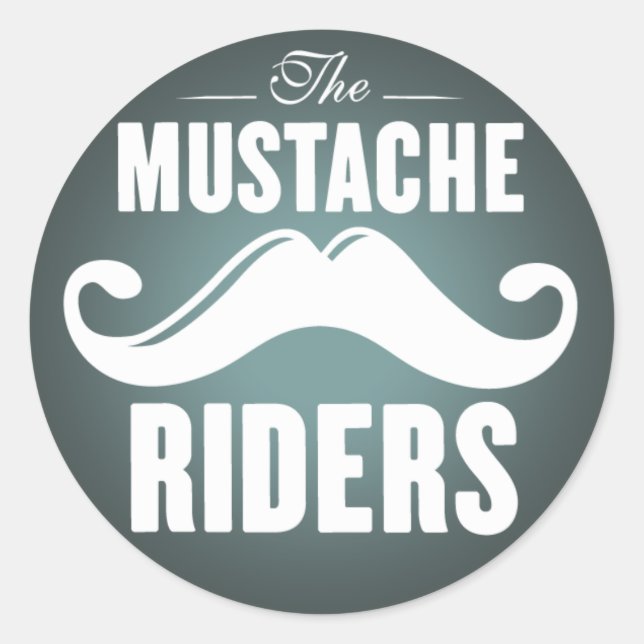 Pegatina Redonda Pegatinas Mustache Riders - Ronda 3 pulgadas (Anverso)