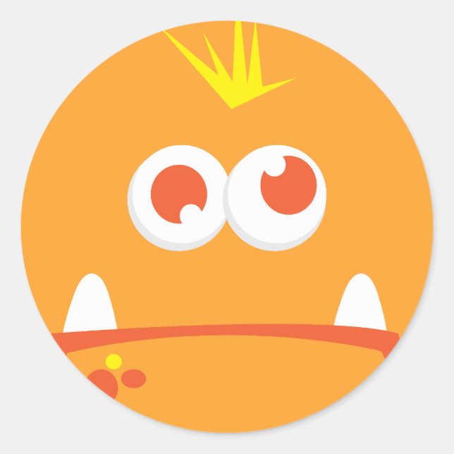 Pegatina Redonda Pegatinas naranja Monster Face (Anverso)