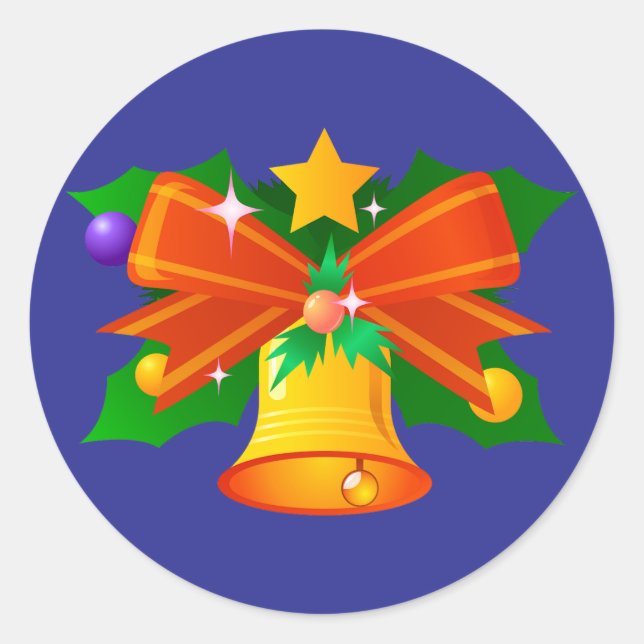 Pegatina Redonda Pegatinas Navidades amordazan con Holly y Bow (Anverso)