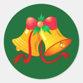 Pegatina Redonda Pegatinas-Navidades campanan con el arveja roja