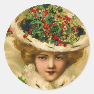Pegatina Redonda PEGATINAS-Navidades victorianos
