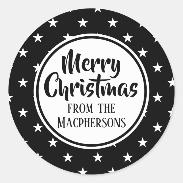 Pegatina Redonda Pegatinas navideñas de Black Stars (Anverso)
