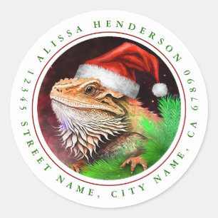 Pegatina Redonda Pegatinas navideñas de dragón con barba