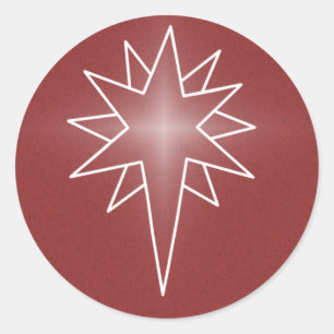 Pegatina Redonda Pegatinas navideñas de Estrella del Norte, Rojo