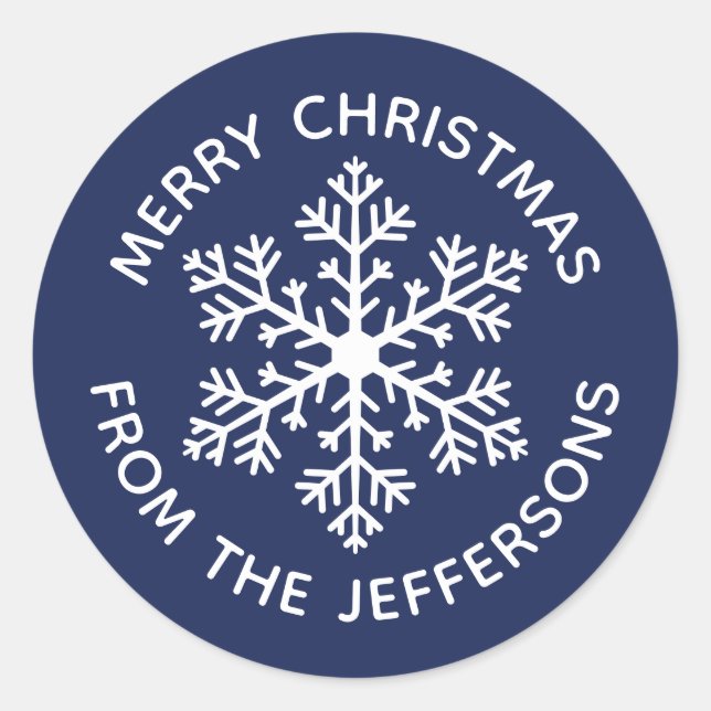 Pegatina Redonda Pegatinas navideñas de la marina con copas de niev (Anverso)