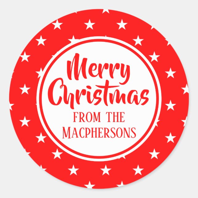 Pegatina Redonda Pegatinas navideñas de las Estrellas Rojas (Anverso)