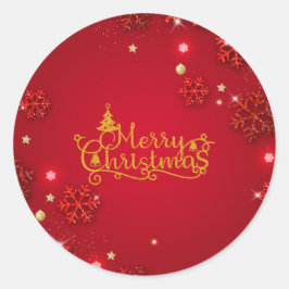 Pegatina Redonda Pegatinas navideñas de oro y rojo festivo
