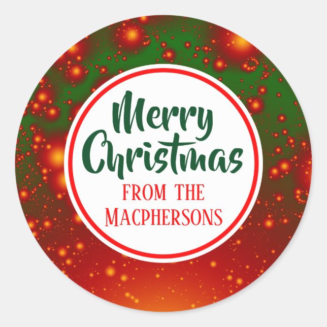 Pegatina Redonda Pegatinas navideñas festivas fractales (Círculo Ro (Anverso)