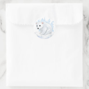 Pegatina Redonda Pegatinas navideñas-Polar Oso clásico cosecha redo