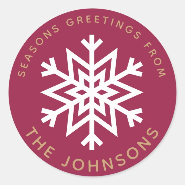 Pegatina Redonda Pegatinas navideñas Red Snowflake (Anverso)