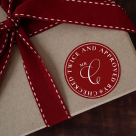 Pegatina Redonda Pegatinas navideñas rojas del Polo Norte aprobadas