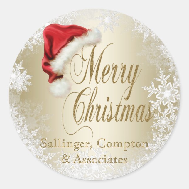 Pegatina Redonda Pegatinas navideñas Santa Hat y Snowflake (Anverso)