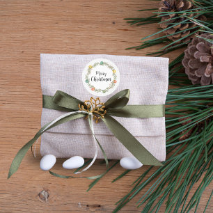 Pegatina Redonda Pegatinas navideños feroces de Wreath