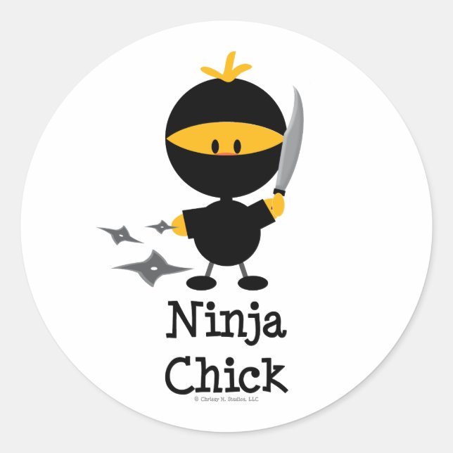 Pegatina Redonda Pegatinas Ninja Chick (Anverso)