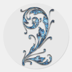 Pegatina Redonda pegatinas número 2 de monograma