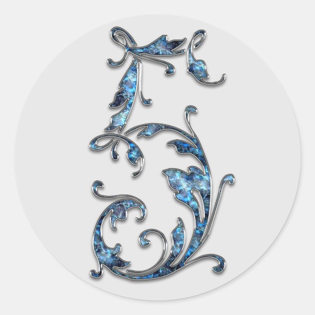 Pegatina Redonda pegatinas número 5 del monograma (Anverso)