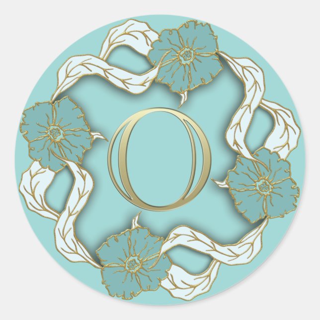 Pegatina Redonda pegatinas O iniciales de monograma (Anverso)